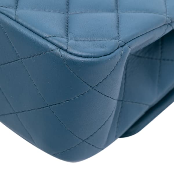 Pre-owned Chanel Medium Classic Lambskin Double Flap Blue