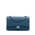 Miniatyrbild 1 av 10: Pre-owned Chanel Medium Classic Lambskin Double Flap Blue
