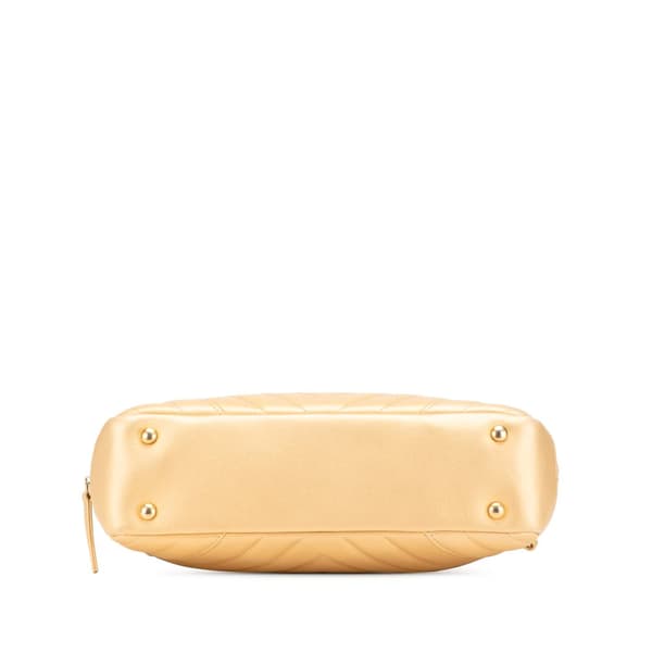Pre-owned Chanel CC Chevron Lambskin Camera Shoulder Bag Gold