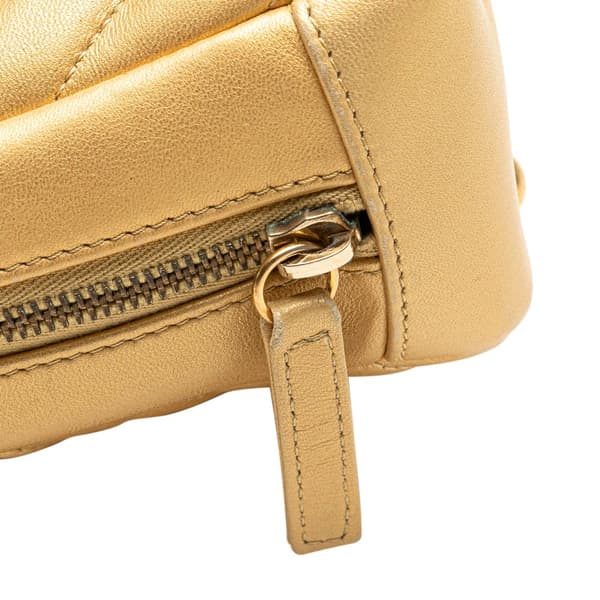 Pre-owned Chanel CC Chevron Lambskin Camera Shoulder Bag Gold
