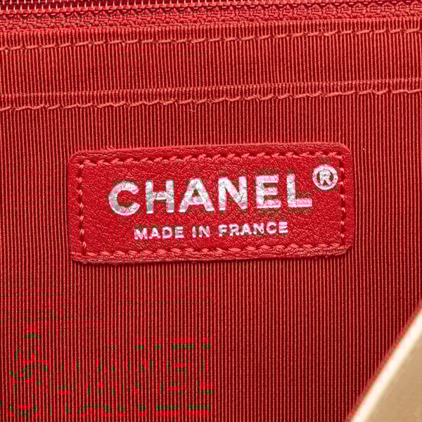 Pre-owned Chanel Jumbo Chevron Jersey Leo Lion Flap Red
