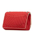 Miniatyrbillede 2 af 10: Pre-owned Chanel Jumbo Chevron Jersey Leo Lion Flap Red