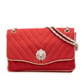 Miniatyrbillede 1 af 10: Pre-owned Chanel Jumbo Chevron Jersey Leo Lion Flap Red