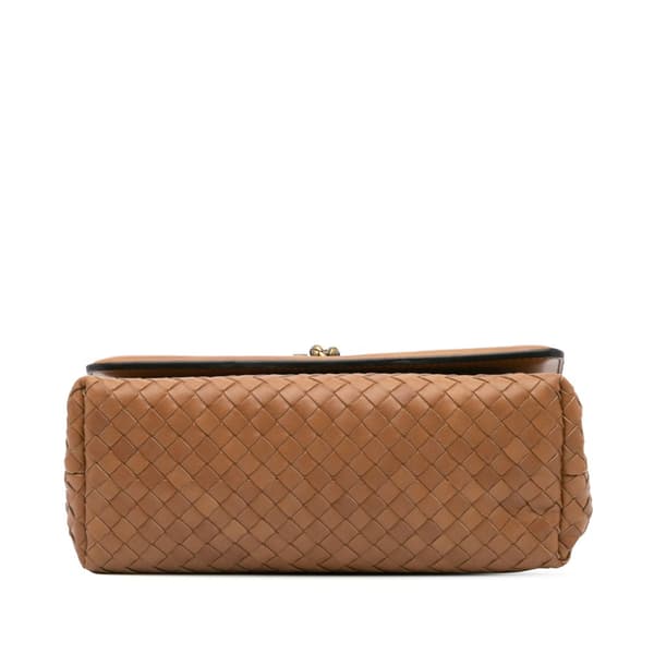 Pre-owned Bottega Veneta Nappa Intrecciato Olimpia Knot Shoulder Bag Brown
