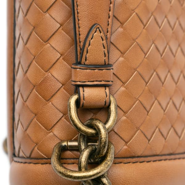 Pre-owned Bottega Veneta Nappa Intrecciato Olimpia Knot Shoulder Bag Brown