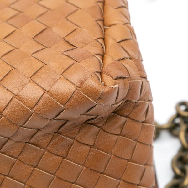 Pre-owned Bottega Veneta Nappa Intrecciato Olimpia Knot Shoulder Bag Brown