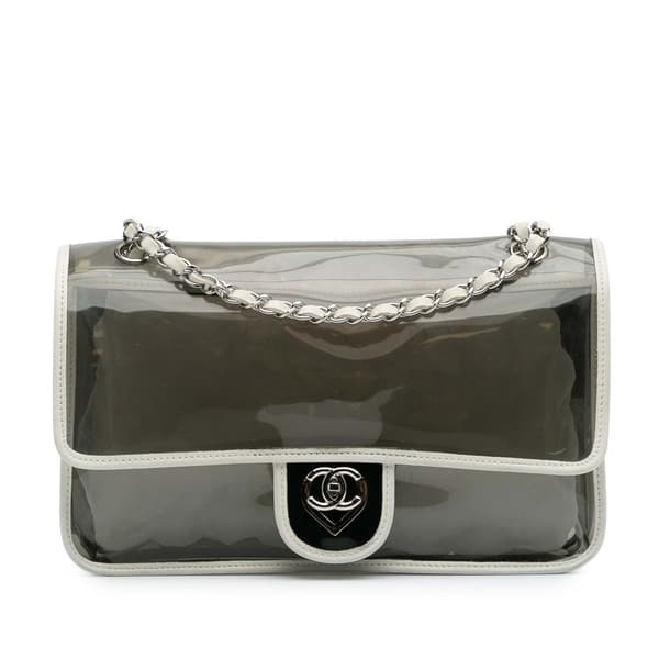 Pre-owned Chanel Large PVC and Lambskin Naked Flap Black