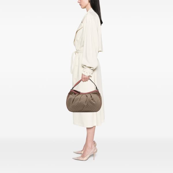 Pre-owned Gucci Diamante Canvas Sukey Shoulder Bag Brown