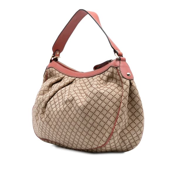 Pre-owned Gucci Diamante Canvas Sukey Shoulder Bag Brown