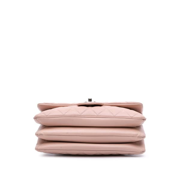 Pre-owned Chanel Medium Quilted Lambskin 3 Accordion Flap Pink