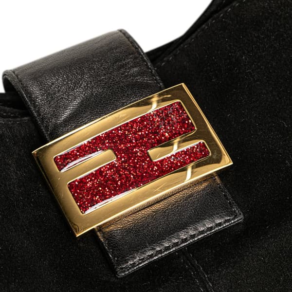 Pre-owned Fendi Suede Shoulder Bag Black