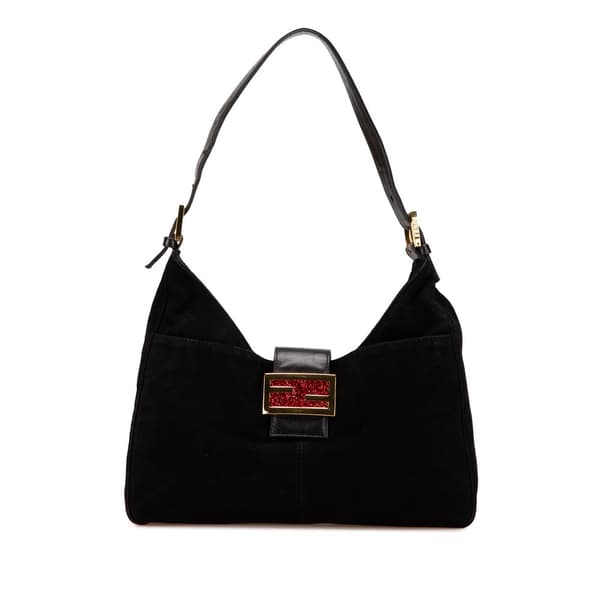 Pre-owned Fendi Suede Shoulder Bag Black