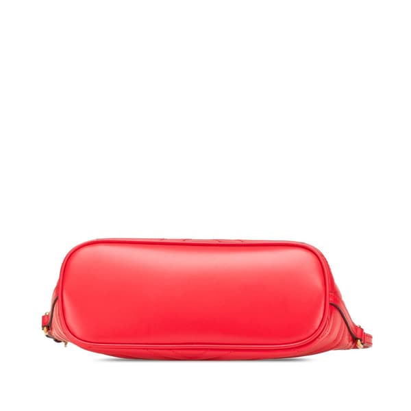 Pre-owned Gucci GG Marmont Matelasse Leather Shoulder Bag Red
