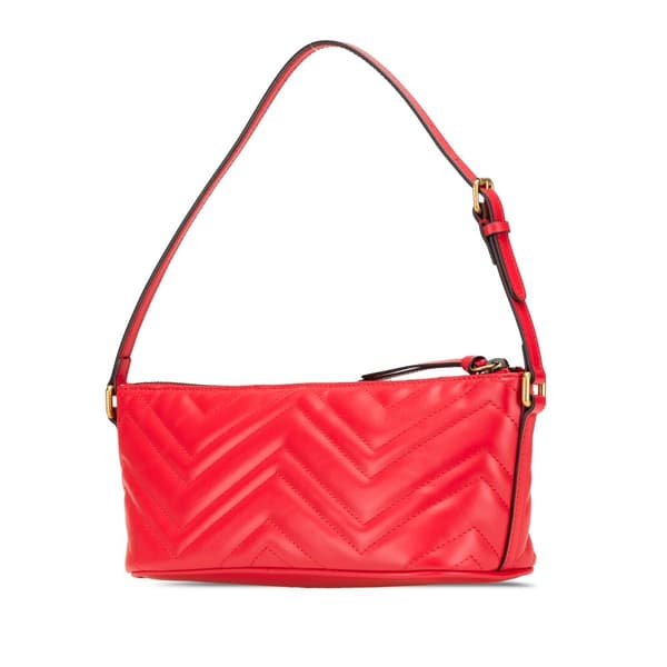 Pre-owned Gucci GG Marmont Matelasse Leather Shoulder Bag Red