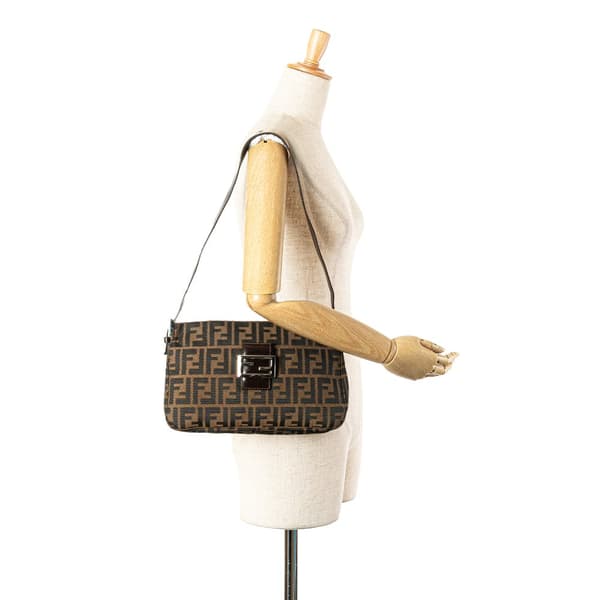 Pre-owned Fendi Zucca Canvas Shoulder Bag Brown