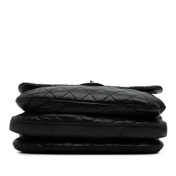 Pre-owned Chanel Maxi Quilted Lambskin 3 Flap Black