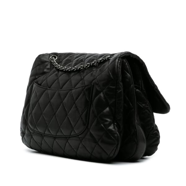 Pre-owned Chanel Maxi Quilted Lambskin 3 Flap Black