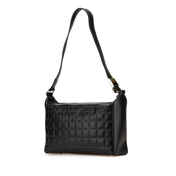 Pre-owned Chanel CC Choco Bar Lambskin Shoulder Bag Black