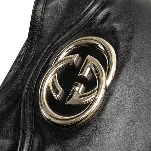 Pre-owned Gucci Medium Leather Britt Shoulder Bag Black