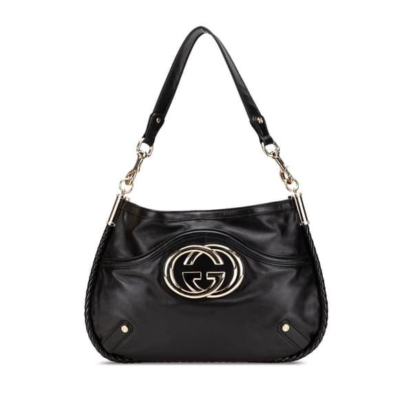 Pre-owned Gucci Medium Leather Britt Shoulder Bag Black