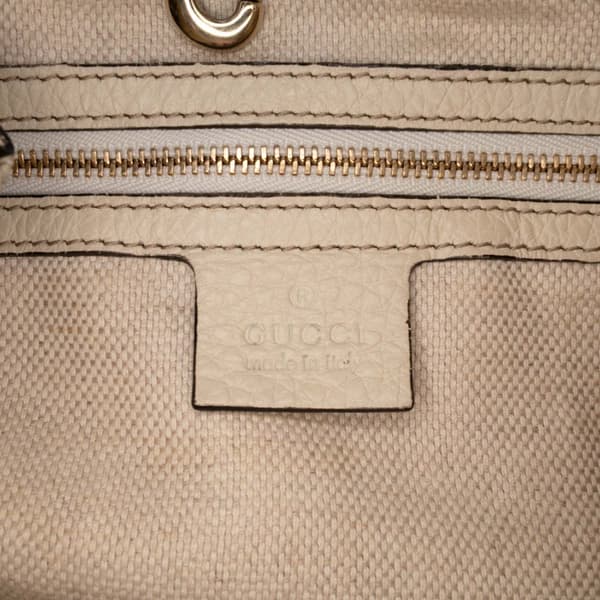 Pre-owned Gucci Medium Leather Soho Chain Tote White
