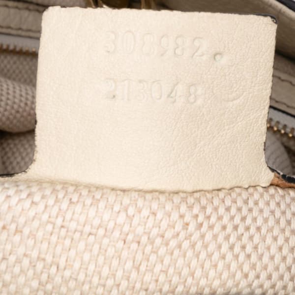 Pre-owned Gucci Medium Leather Soho Chain Tote White