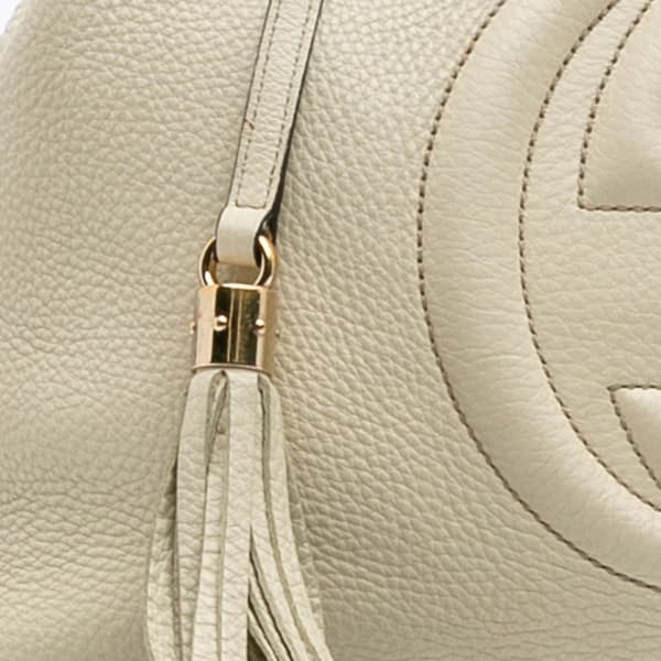 Pre-owned Gucci Medium Leather Soho Chain Tote White