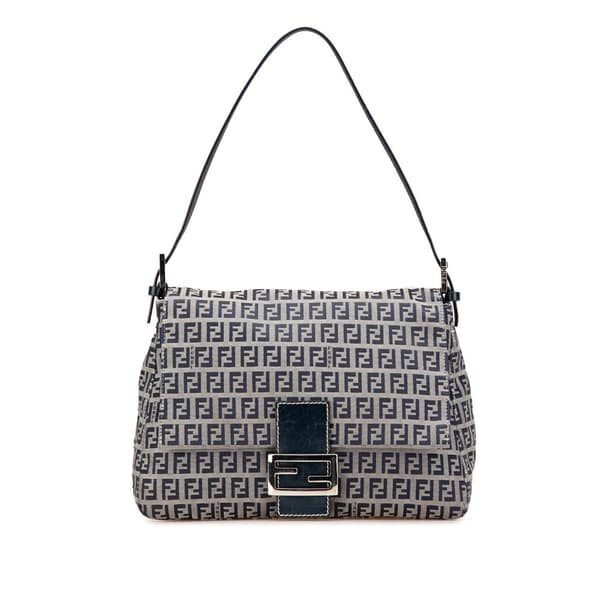 Pre-owned Fendi Zucchino Canvas Mamma Forever Gray