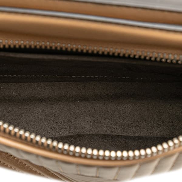 Pre-owned Fendi Small Lambskin DotCom Click Shoulder Bag Brown