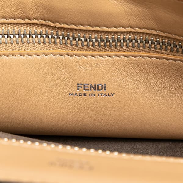 Pre-owned Fendi Small Lambskin DotCom Click Shoulder Bag Brown