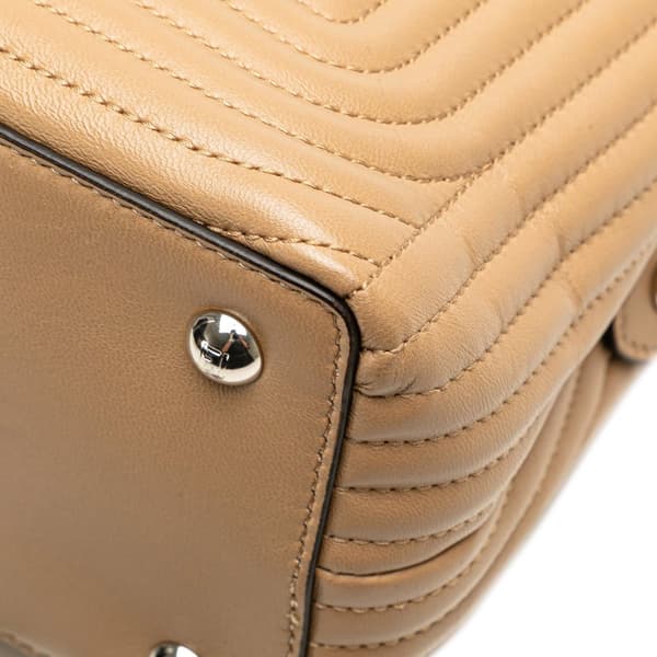 Pre-owned Fendi Small Lambskin DotCom Click Shoulder Bag Brown