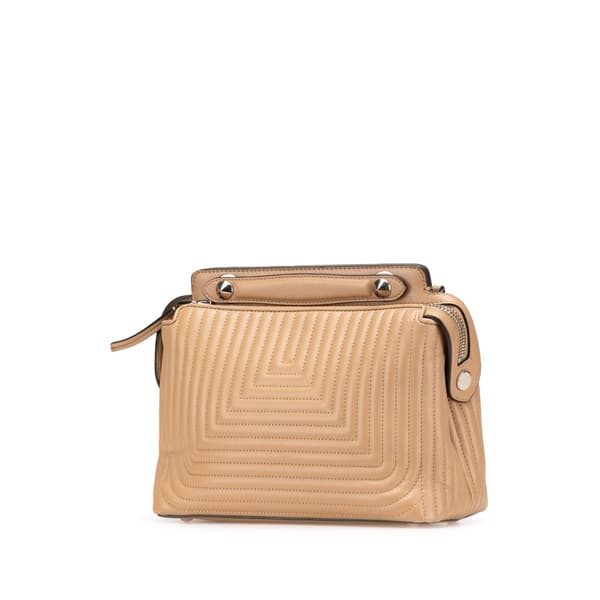 Pre-owned Fendi Small Lambskin DotCom Click Shoulder Bag Brown
