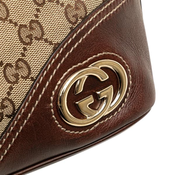 Pre-owned Gucci GG Canvas New Britt Shoulder Bag Brown