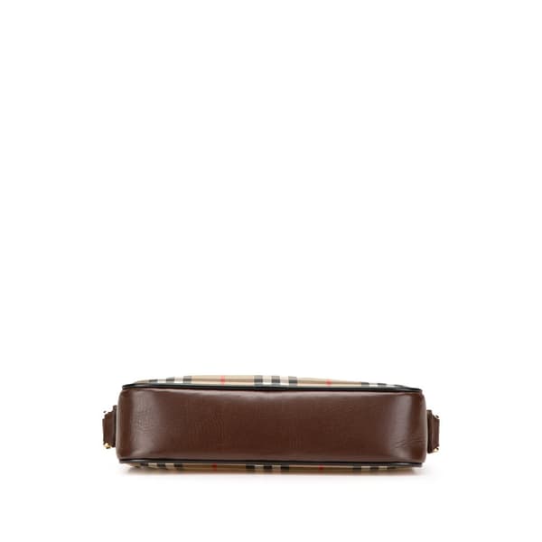 Pre-owned Burberry Haymarket Check Canvas Shoulder Bag Brown