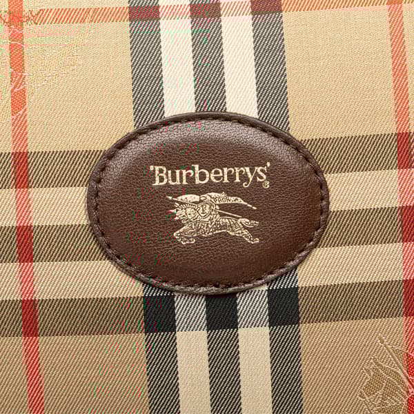 Pre-owned Burberry Haymarket Check Canvas Shoulder Bag Brown