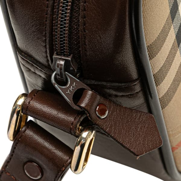 Pre-owned Burberry Haymarket Check Canvas Shoulder Bag Brown