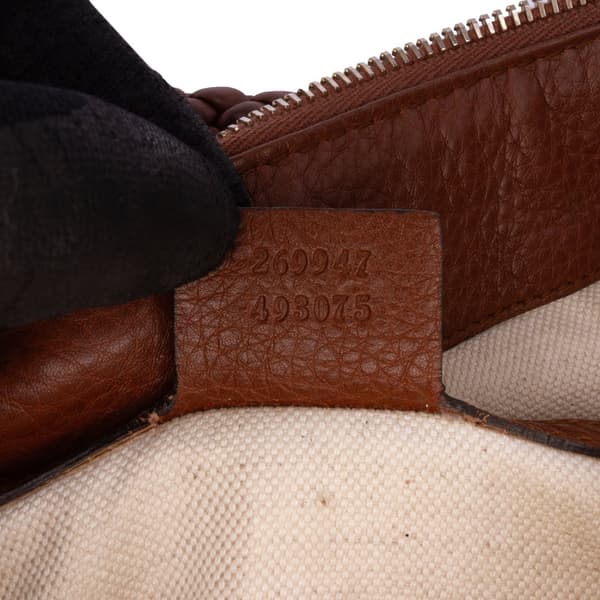 Pre-owned Gucci Large Calfskin Bella Shoulder Bag Brown