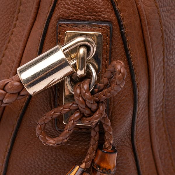 Pre-owned Gucci Large Calfskin Bella Shoulder Bag Brown
