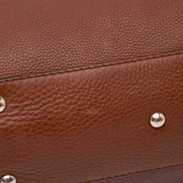 Pre-owned Gucci Large Calfskin Bella Shoulder Bag Brown