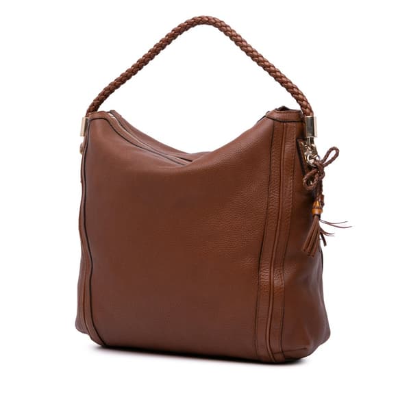 Pre-owned Gucci Large Calfskin Bella Shoulder Bag Brown
