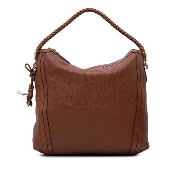 Pre-owned Gucci Large Calfskin Bella Shoulder Bag Brown