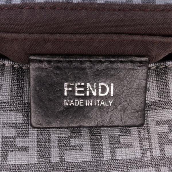 Pre-owned Fendi Mini Zucchino Spalmati Chain Mamma Forever Gray