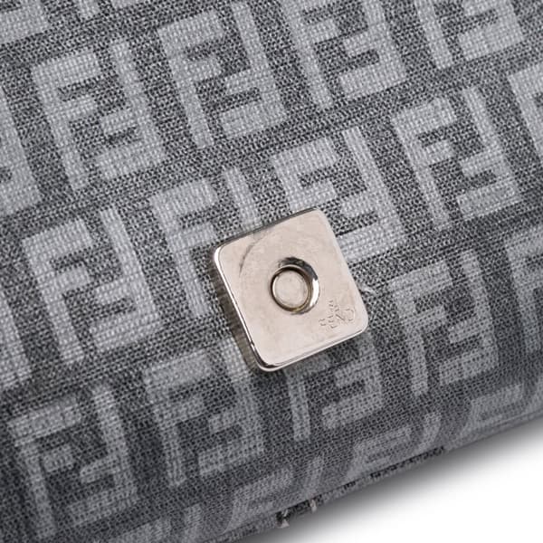 Pre-owned Fendi Mini Zucchino Spalmati Chain Mamma Forever Gray