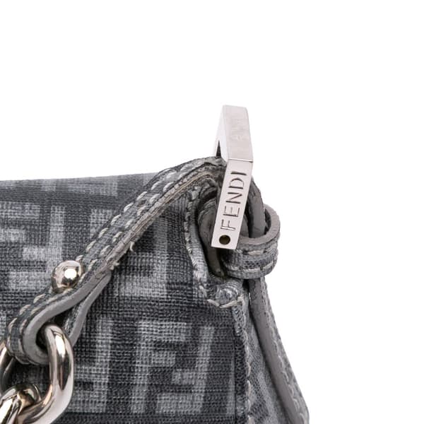 Pre-owned Fendi Mini Zucchino Spalmati Chain Mamma Forever Gray