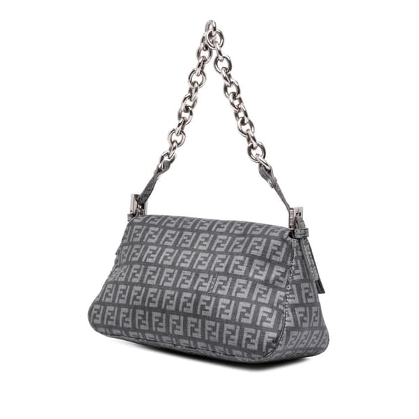 Pre-owned Fendi Mini Zucchino Spalmati Chain Mamma Forever Gray