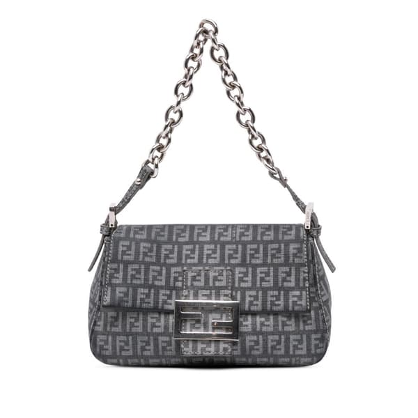 Pre-owned Fendi Mini Zucchino Spalmati Chain Mamma Forever Gray