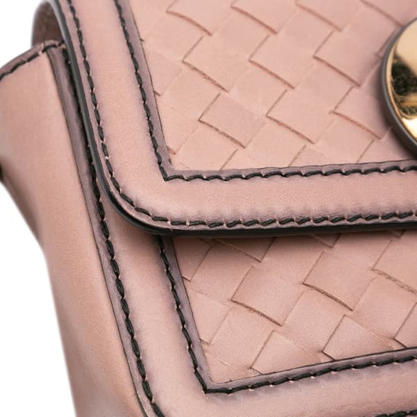 Pre-owned Bottega Veneta Nappa Intrecciato Mirror Lens Shoulder Bag Pink