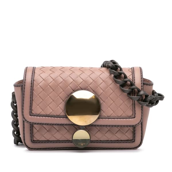 Pre-owned Bottega Veneta Nappa Intrecciato Mirror Lens Shoulder Bag Pink