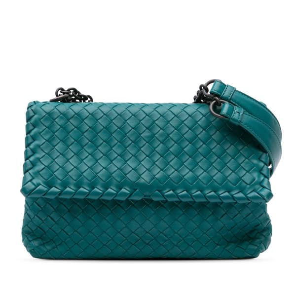 Pre-owned Bottega Veneta Small Nappa Intrecciato Olimpia Shoulder Bag Blue