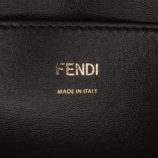 Pre-owned Fendi Calfskin Vitello King Nubuck Pequin Karligraphy Pocket Shoulder Bag Brown